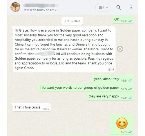 Kenya client are very satisfied with  Golden paper company